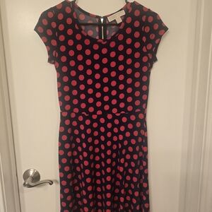 Michael Kors Red and Black Sheath Midi Dress